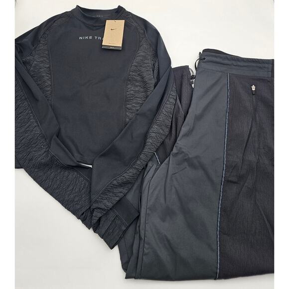 Nike Trail Women's S Black Dri-Fit Long-Sleeve Top and Repel Running Pants NWT - Picture 1 of 16